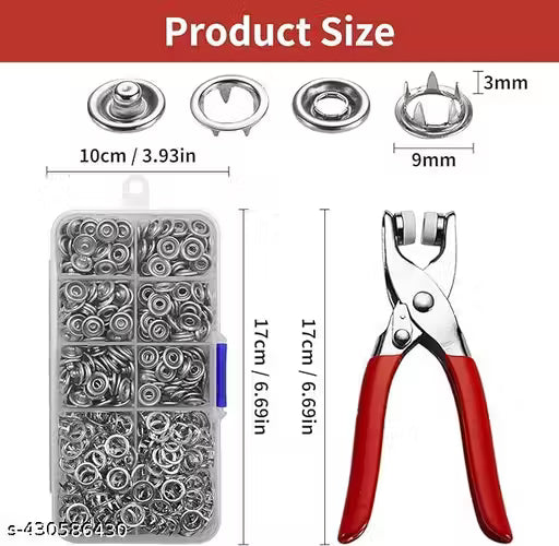 100pc Thickened Snap Fasteners Kit Metal Copper Five Claw Buckle Set with Hand Pressure Pliers Tool DIY Sewing Buttons Set for Clothing Sewing and Crafting Revat Machine