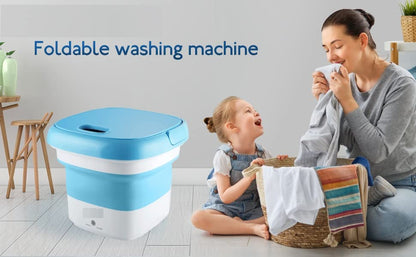 Semi Automatic Folding 2kg Top Loading Mini Washing Machine with Dryer Deep Cleaning for Underwear Washing Machine Clothes Washer for Travel, Wet Baby Clothes (Multicolour)