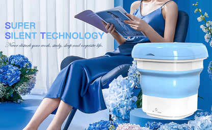 Semi Automatic Folding 2kg Top Loading Mini Washing Machine with Dryer Deep Cleaning for Underwear Washing Machine Clothes Washer for Travel, Wet Baby Clothes (Multicolour)