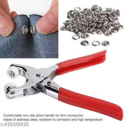 100pc Thickened Snap Fasteners Kit Metal Copper Five Claw Buckle Set with Hand Pressure Pliers Tool DIY Sewing Buttons Set for Clothing Sewing and Crafting Revat Machine