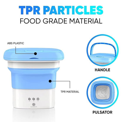 Semi Automatic Folding 2kg Top Loading Mini Washing Machine with Dryer Deep Cleaning for Underwear Washing Machine Clothes Washer for Travel, Wet Baby Clothes (Multicolour)