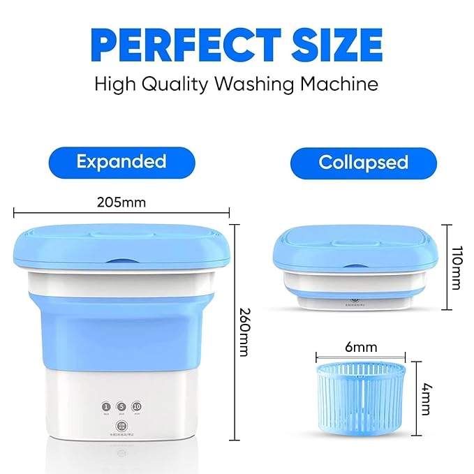 Semi Automatic Folding 2kg Top Loading Mini Washing Machine with Dryer Deep Cleaning for Underwear Washing Machine Clothes Washer for Travel, Wet Baby Clothes (Multicolour)