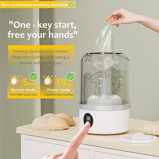 Underwear Washing Machine, Upgrade Mini Portable Washing Machine Rechargeable Underwear Washer Deep Cleans Small Clothes for Apartment, Dorm, RV, Travel & Hotel Use (A4)