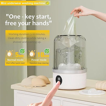 Underwear Washing Machine, Upgrade Mini Portable Washing Machine Rechargeable Underwear Washer Deep Cleans Small Clothes for Apartment, Dorm, RV, Travel & Hotel Use (A4)