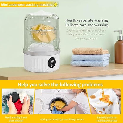Underwear Washing Machine, Upgrade Mini Portable Washing Machine Rechargeable Underwear Washer Deep Cleans Small Clothes for Apartment, Dorm, RV, Travel & Hotel Use (A4)