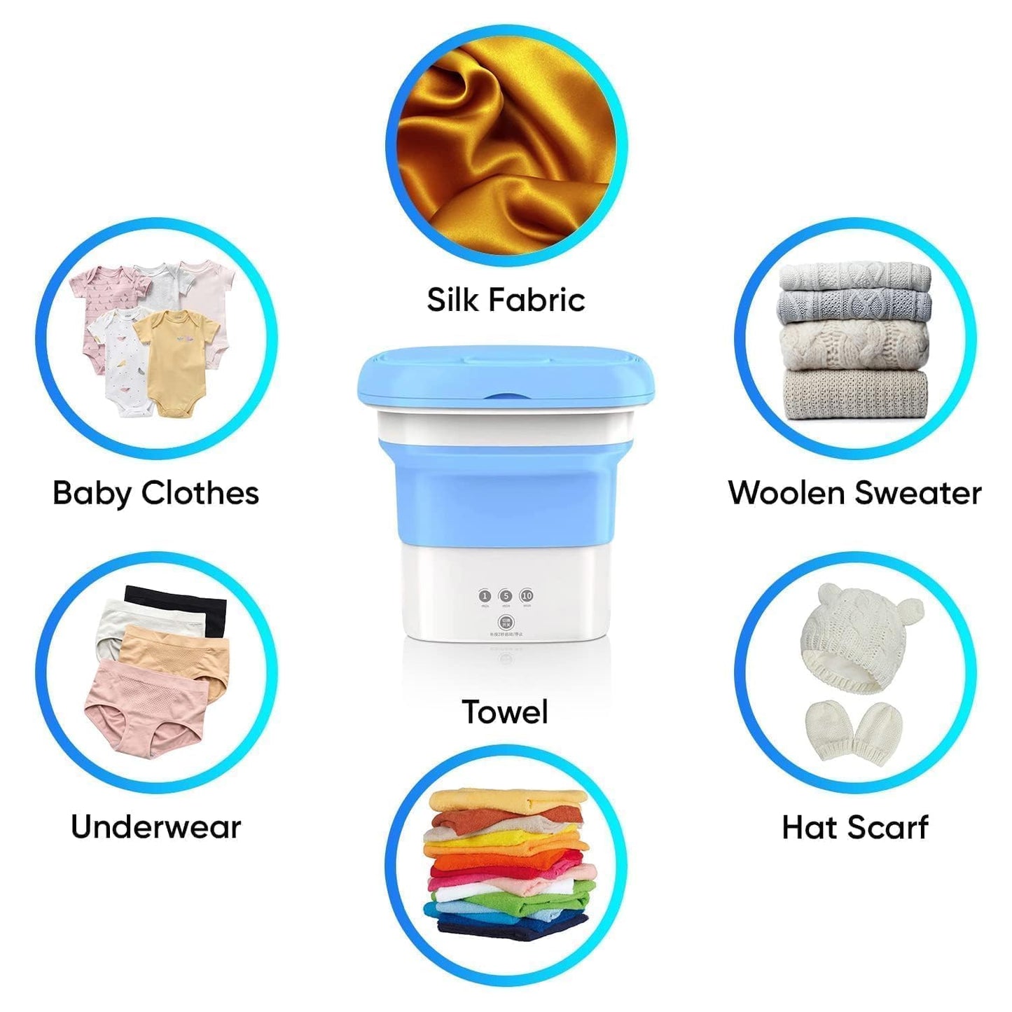 Semi Automatic Folding 2kg Top Loading Mini Washing Machine with Dryer Deep Cleaning for Underwear Washing Machine Clothes Washer for Travel, Wet Baby Clothes (Multicolour)