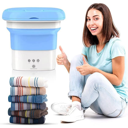 Semi Automatic Folding 2kg Top Loading Mini Washing Machine with Dryer Deep Cleaning for Underwear Washing Machine Clothes Washer for Travel, Wet Baby Clothes (Multicolour)
