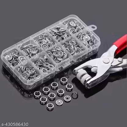 100pc Thickened Snap Fasteners Kit Metal Copper Five Claw Buckle Set with Hand Pressure Pliers Tool DIY Sewing Buttons Set for Clothing Sewing and Crafting Revat Machine