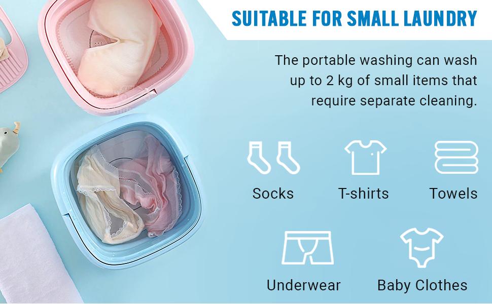 Semi Automatic Folding 2kg Top Loading Mini Washing Machine with Dryer Deep Cleaning for Underwear Washing Machine Clothes Washer for Travel, Wet Baby Clothes (Multicolour)